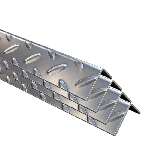 Diamond Plate Angle, Stainless Steel Corner Guard 2 x 2 x 48 inch, Metal Stair Nosing, Wall Trim, Pack of 4(Outside Corner)