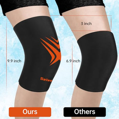 Extended Leg Knee Ice Pack Wrap Ice Sleeve for Knees Injuries Reusable Soft - color: Black-1 Pack