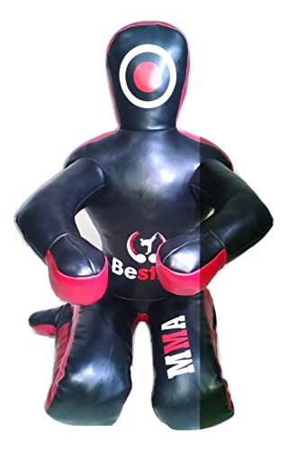 Bestzo MMA Jiu Jitsu Judo Grappling Dummy Synthetic Leather Black Sitting Position -Unfilled - size: 48 inches (4 ft)