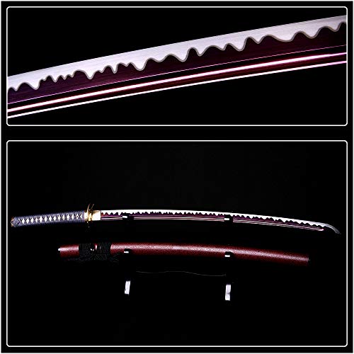 Katana Handmade Full Tang Sharp, Alloy Tsuba Japanese Samurai Sword High Carbon Steel 1060,T10 1095, 40-Inch - color: Dragen fly