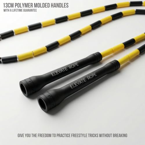 Elevate Rope Beaded Jump Rope, 1 in Beads, 10 ft Adjustable, Segmented - color: White/Silver/Turquoise