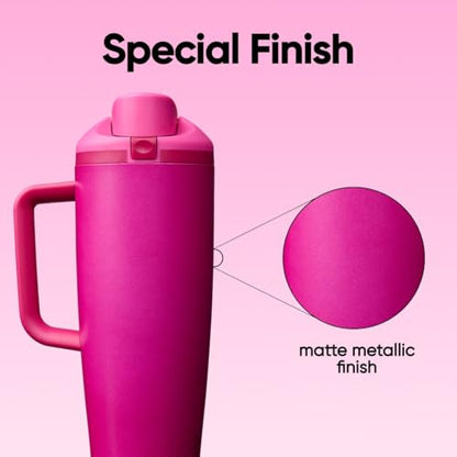 Owala FreeSip Tumbler Stainless Steel Water Bottle 40 oz Read My Lips | Triple-Layer Insulation | Leak-Proof Lid with Push-Button | Double Threaded Lid for Left and Right-Handed Drinking - color: Read My Lips, size: 40 Ounces