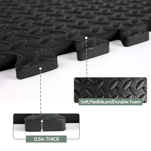 48 Sq Ft (12 Tiles) Interlocking Foam Floor Tiles, Exercise Mat - size: 48 Sq Ft (12 Tiles)
