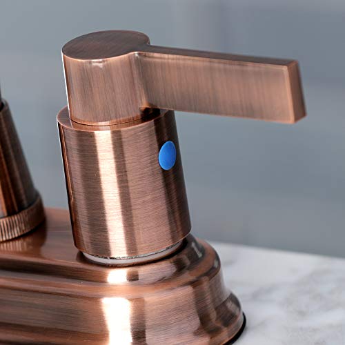 Kingston Brass KB849NDLAC NuvoFusion Two-Handle 2-Hole Deck Mount Bar Faucet in Antique Copper