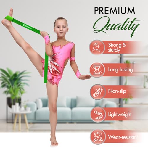 Cheer Stretching Strap for Flexibility Training and Stunt Practice | Durable Stretch Band to Improve Flexibility and Range of Motion, Essential Accessory for Cheerleaders - color: Green