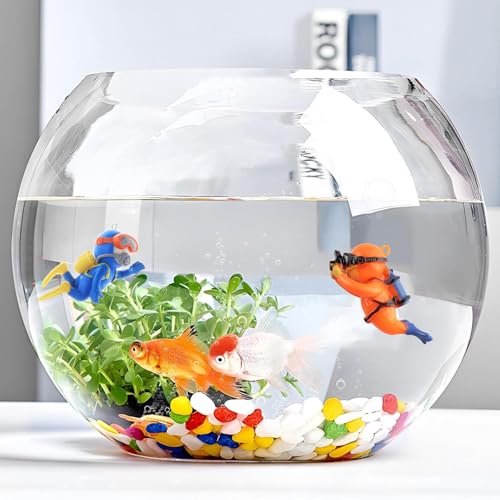 Muzero Fish Tank Decorations Aquarium Floating Diver,100 Luminous Stone Glow in The Dark Pebble and 2 Floating Ornaments Accessories for Fish Tank Decor