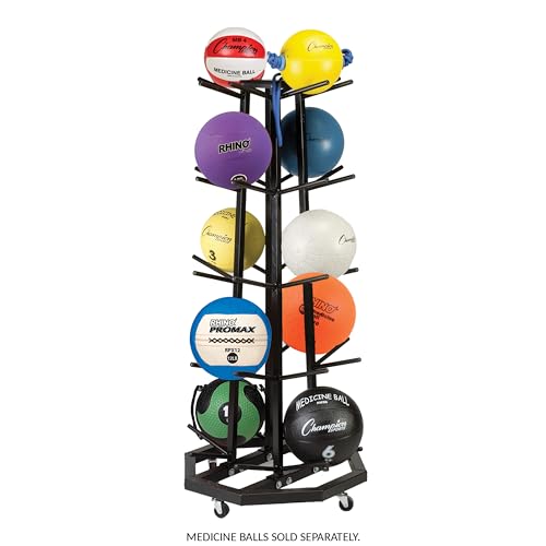 Champion Sports Medicine Ball Storage – Durable Racks & Trees for Organized Gym, Fitness & Sports Storage - style: Deluxe Medicine Ball Tree