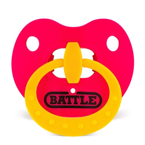 Battle Binky Oxygen Football Mouthguard | Maximum protection for safe secure fit, Built-in airflow channels, No boiling required, Advanced composite material - color: Pink/Yellow