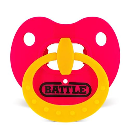 Battle Binky Oxygen Football Mouthguard | Maximum protection for safe secure fit, Built-in airflow channels, No boiling required, Advanced composite material - color: Pink/Yellow