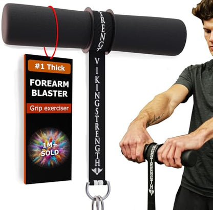 Vikingstrength Forearm Strengthener with Patented Thick Handles - Wrist Roller for Forearm Exercise, Grip Strength, and Injury Prevention