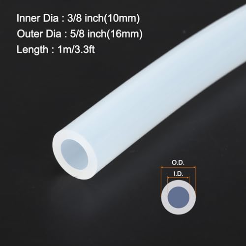 1m(3.3ft) 10mm(3/8") ID x 16mm(5/8") OD Silicone Tubing Clear Industrial Plastic Tubing Pure Silicone Hoses for Pump Siphoning Draining Irrigation Brewing - color: Clear, size: 3/8" x 5/8"