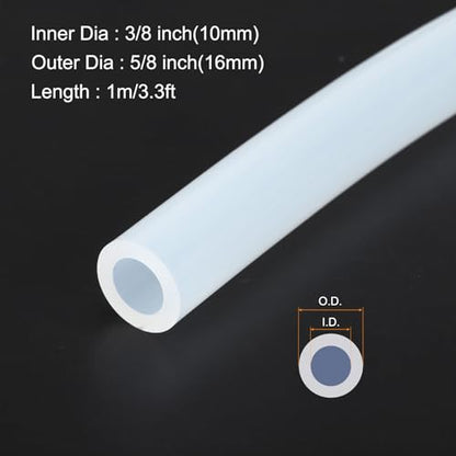 1m(3.3ft) 10mm(3/8") ID x 16mm(5/8") OD Silicone Tubing Clear Industrial Plastic Tubing Pure Silicone Hoses for Pump Siphoning Draining Irrigation Brewing - color: Clear, size: 3/8" x 5/8"