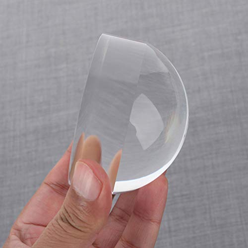6X Crystal Dome Magnifying Glass Acrylic Optical Magnifier, 80MM Desk Reading Loupe Paperweight Half Ball Lens Magnifier for Reading Newspaper Stamps Maps