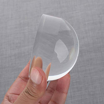 6X Crystal Dome Magnifying Glass Acrylic Optical Magnifier, 80MM Desk Reading Loupe Paperweight Half Ball Lens Magnifier for Reading Newspaper Stamps Maps