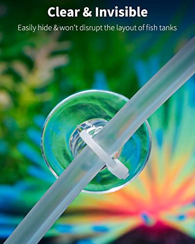 Pawfly 10 Pack Suction Cups with 20 Pieces Adjustable Zip Ties for Aquarium Fish Tank Binding Moss Shrimp Dodging Nest - size: 10 Pack