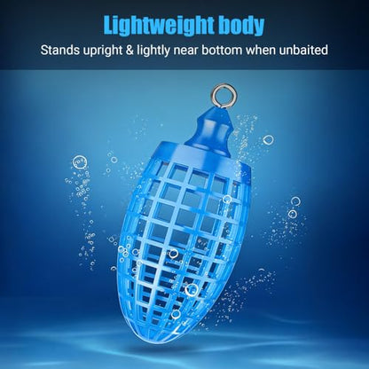 10Pcs Fishing Bait Cage, Sea Fishing Feeder with Locking Swivel, Large Capacity Groundbait Holder for Shrimp Pellet, Quick Release - size: Large