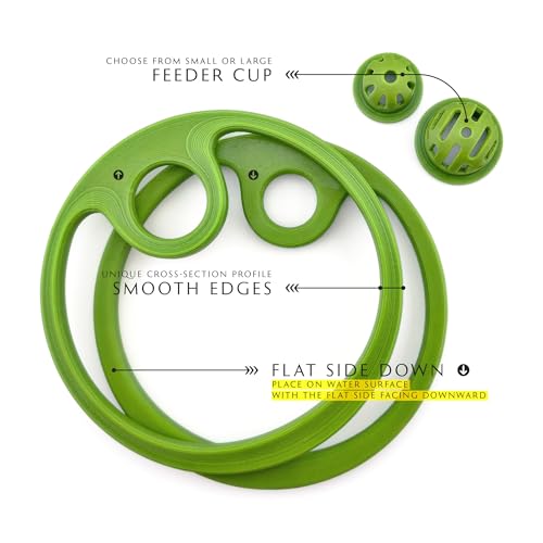 Betta Fish Feeding Ring | Floating Aquarium Portal with Worm Feeder Cone, Fish Tank Feeding Station (Black, SS)