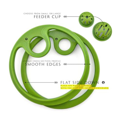 Betta Fish Feeding Ring | Floating Aquarium Portal with Worm Feeder Cone, Fish Tank Feeding Station (Black, SS)