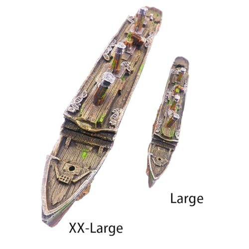 Titanic Aquarium Boat Shipwreck Sunken Pirate Ship Resin Fish Tank Decorations Aircraft Carrier for Betta, Middle Size - size: Medium