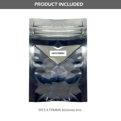 Double Convex Lens - 25mm Diameter, 50mm Focal Length, Optical biconvex Lens for Physics Experiments, Photography, Magnifying, and DIY Projects - Pack of 5pcs (25mm x H4.6mm x F50) - size: 25mm x H4.6mm x F50
