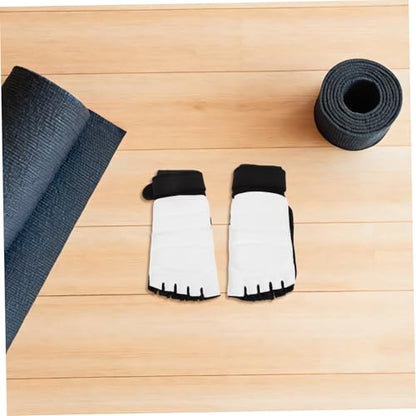 BESPORTBLE Taekwondo Double-Layer Reinforcement and Ventilated Design Foot Protector 1 Pair White Pu Sparring Gear Lightweight and Comfortable for Kickboxing Sessions and MMA Sparring Drills