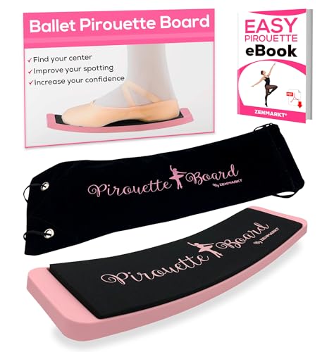 Turning Board for Dancers, Cheerleaders, Gymnasts, Ice Skaters | Improve Turns, Balance & Stability — Ballet Pirouette Trainer, Figure Skating & Gymnastics Practice Board - color: Pink with Bag