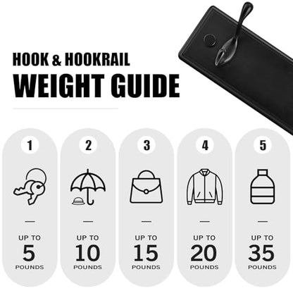 Badiano Heavy Duty Wooden Coat Rack, Wall-Mounted Organizer, 9 Inch, Black - color: Black, size: 2 Hooks
