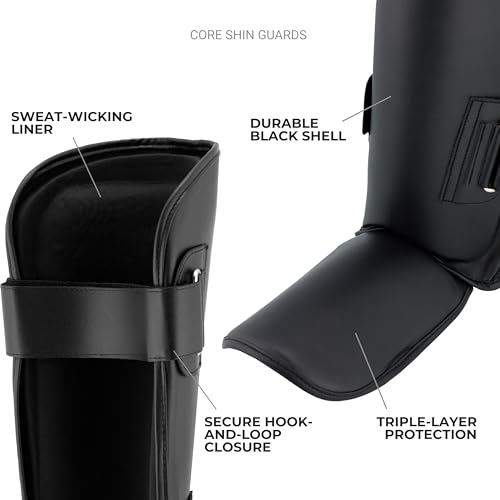 Tigear Core Shin Guards – MMA Martial Arts Shin Guards for Muay Thai & Kickboxing Sparring and Training | Premium, Lightweight | Professional Protection for Men, Women, Kids - size: Small-Medium