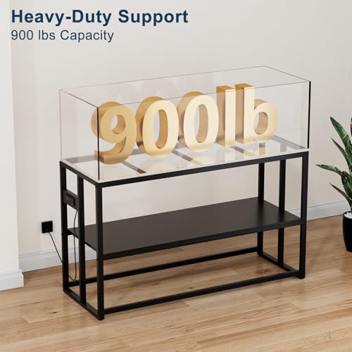 Urban Deco 55-75 Gallon Fish Tank Stand with Power Outlets, 900LBS Capacity Aquarium Stand, Metal Fish Tank Stand Dual-Layer Design Terrarium Stand, Black