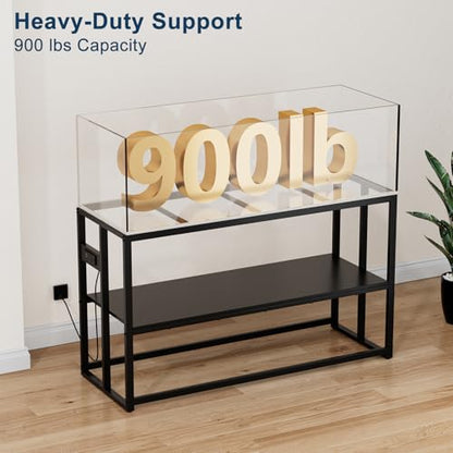 Urban Deco 55-75 Gallon Fish Tank Stand with Power Outlets, 900LBS Capacity Aquarium Stand, Metal Fish Tank Stand Dual-Layer Design Terrarium Stand, Black