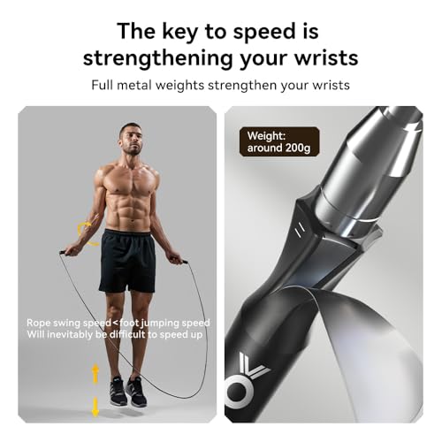 Weighted Jump Rope,Dual Bearing Smooth Rotation Speed Jump Rope, One-Button Push Adjustable Length for Men Women, Workout with Metal Handles for Fitness, Home Exercise & Slim Body - color: Green