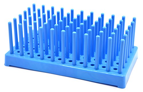 EISCO (Pack of 2) Blue Plastic Peg Drying Rack Holds 50 16mm Test Tubes