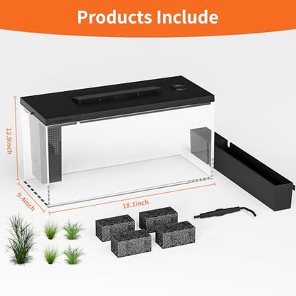 3.7 Gallon Betta Fish Tank self Cleaning,Smart Aquarium Aquarium kit with Filter Light Water Pump (Black)
