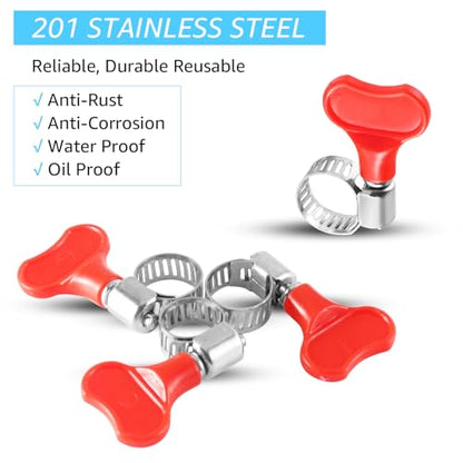 Worm Gear Hose Clamps, 12 Pack Upgraded Adjustable Tube Clamps Stainless Steel Hose Clamps for Home Brewing Beer Line Hose Clamps Gas Tube Clamps 8-12mm (5/16-1/2 inch, 3/8 inch)