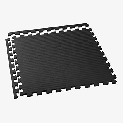 We Sell Mats 3/4 Inch Thick Martial Arts EVA Foam Exercise Mat, Tatami Pattern, Interlocking Floor Tiles for Home Gym, MMA, Anti-Fatigue Mats, 24 in x 24 in - color: Black, style: 48 Square Feet (12 Tiles)