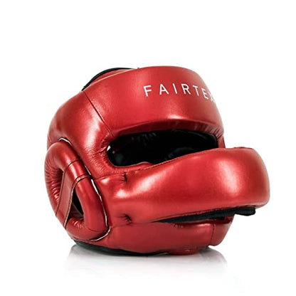 Fairtex HG17 Pro Sparring Headgear, Muay Thai Kickboxing Boxing Head Guard - color: Metallic Red, size: Medium
