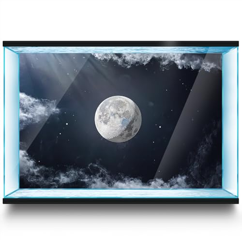 Aquarium Background Stickers - Moon Space Star Night - Fish Tank Reptile Terrarium Decor Poster (45 x 30 cm / (17.7 x 11.8 inches))