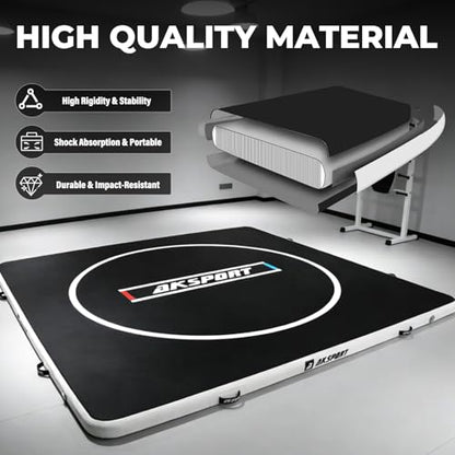 AKSPORT Inflatable Wrestling Mat 10x10FT Training Mat | 4-inch PVC cushioning|easy to clean and store|for family training, PE classes, camps and clubs，BJJ, MMA and judo practice