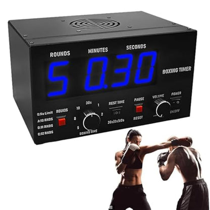 Professional Gym Timer with Led Display and Adjustable Sound Classic Boxing Interval Timer Selectable Training Time for Muay Thai (Blue) - color: Blue