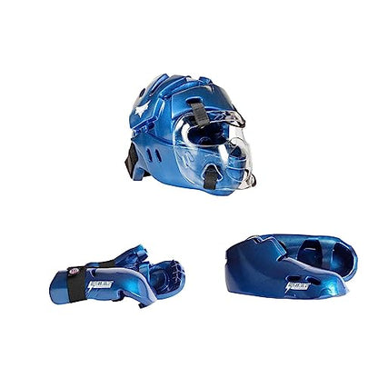 ProForce Lighting 5 Piece Sparring Gear Combo Set with Full Head face mask - color: black, size: adult XL 11-12 shoes