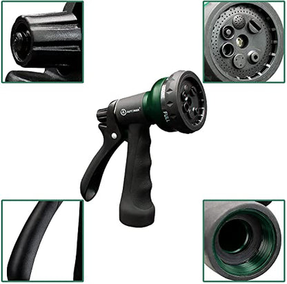 AUTOMAN Garden Hose Nozzle 2PK, ABS Water Spray Nozzle with 7 Adjustable Patterns, Slip Resistant for Watering Plants, Lawn, Garden, Washing Cars, Cleaning, Showering Pets & Outdoor Fun - color: Dark Green ×2