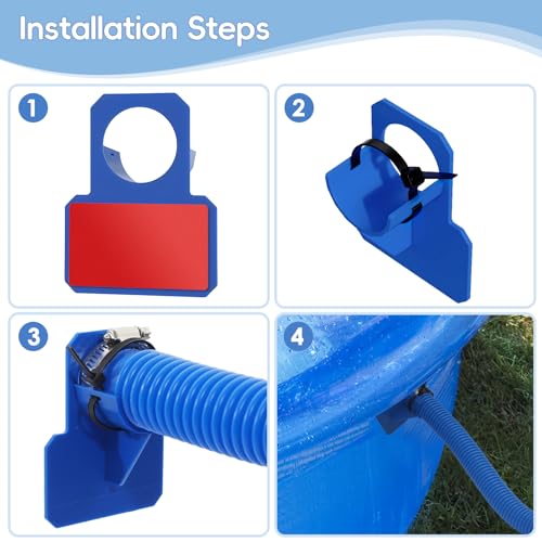 Replacement Pool Hoses for Above Ground Pools, 1.25" ID x 59" L, 4 Pack with 4 Hose Holders and 8 Metal Clamps (Grey) - color: Grey(2), size: 4 Pcs
