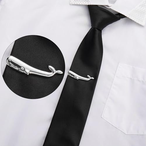 HAWSON 2/2.2 Inch Various Tie Clips for Men Unique, Personalized Novelty Tie Bars Pins Tacks, Funny Theme Wedding Holiday Gifts for Husband Groomsmens - style: Whale