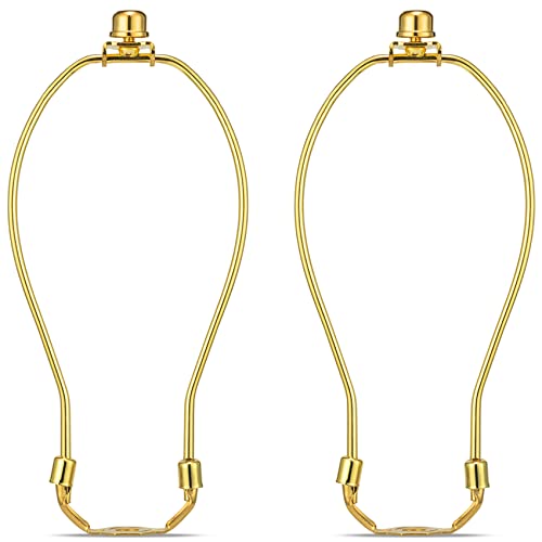9 Inch Detachable Lamp Shade Harp Holder for Table and Floor Lamps, 2 Set Heavy Duty Lamp Shade Bracket with 3/8 Standard Saddle and Lamp Finial, Polished Brass - color: Polished Brass, size: 9 Inch