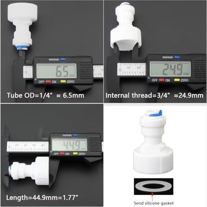 3/4" Female Thread Straight to 1/4" OD Push-to-Connect, RO Water Filter Hose Connector, Pre-Purifier & Water Purifier Plastic Adapter (3-Pack) - style: 1/4” Tube to 3/4” Female Thread