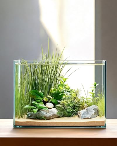 Glass Fish Tank, 3.5 Gallon Easy to Maintain Small Aquarium for Betta,Snails, Shrimp and Aquatic Planting. - color: Transparent, size: 3.51 Gallon