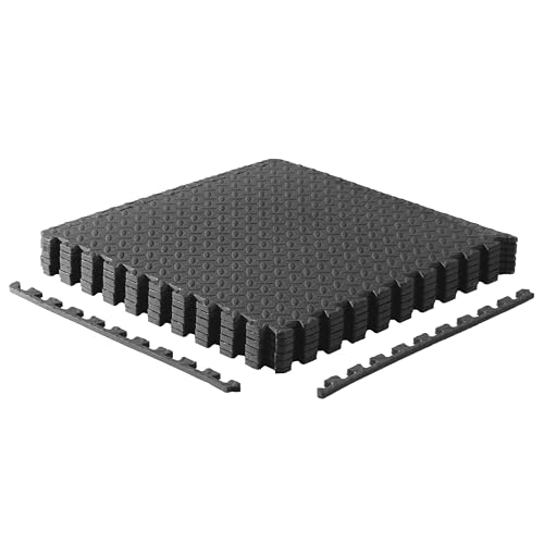 CAP Puzzle Exercise Mats | 1/2” Thick EVA Interlocking Foam Tiles for Home Gym Flooring | Multiple Options - color: Diamond Pattern - Black - 1- Pack - 6 Tiles, style: 6 Tiles (24 SQ FT)