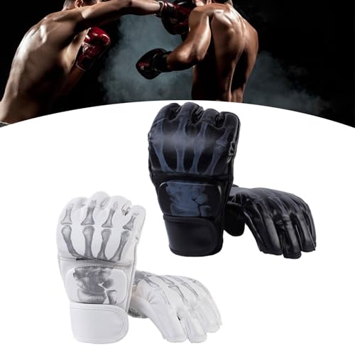 kowaku 2 Pairs MMA Gloves Kickboxing Gloves Half Finger Shockproof with Open Palm Martial Arts Gloves Boxing Fight Gloves for Sanda