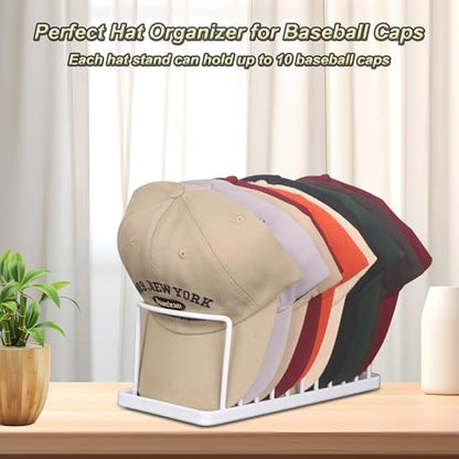 Hat Organizer for Baseball Caps - Hat Stand Holds 10 Caps | Heavy Duyt Hat Rack,Space Saving Hat Holder, No Assembly Required for Tabletop, Closet, Desk Preserves Hat Shape White - color: White 1 Pack