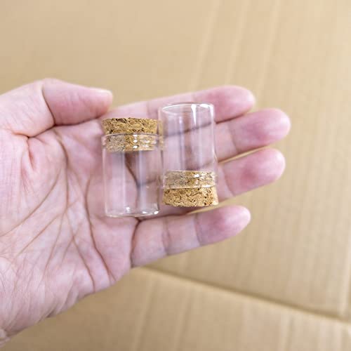 6 Pcs Empty Transparent Test Tube Glass Bottle Vials With Cork Stopper, Clear Glass Bottles Jars for Wedding Favors Art Crafts DIY (22x30x17mm 0.17 OZ)